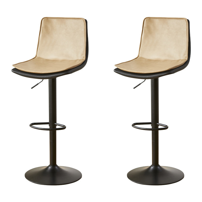 Scandinavian Adjustable Height Swivel Bar Stool Leather Upholstered Bar Stool Beige 2 Piece Set Clearhalo 'Bar Furniture' 'Bar Stools' 'bar_stools' 'furn' 'furn_bar_stools' 'Furniture' 'Kitchen & Dining Furniture' 6095729