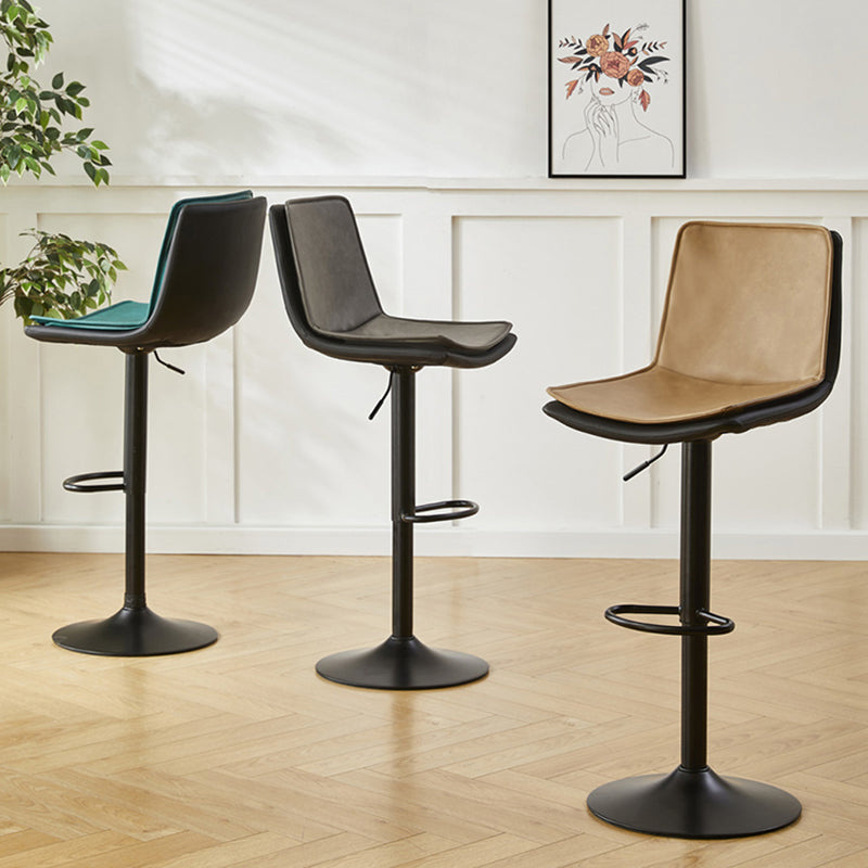 Scandinavian Adjustable Height Swivel Bar Stool Leather Upholstered Bar Stool Clearhalo 'Bar Furniture' 'Bar Stools' 'bar_stools' 'furn' 'furn_bar_stools' 'Furniture' 'Kitchen & Dining Furniture' 6095730