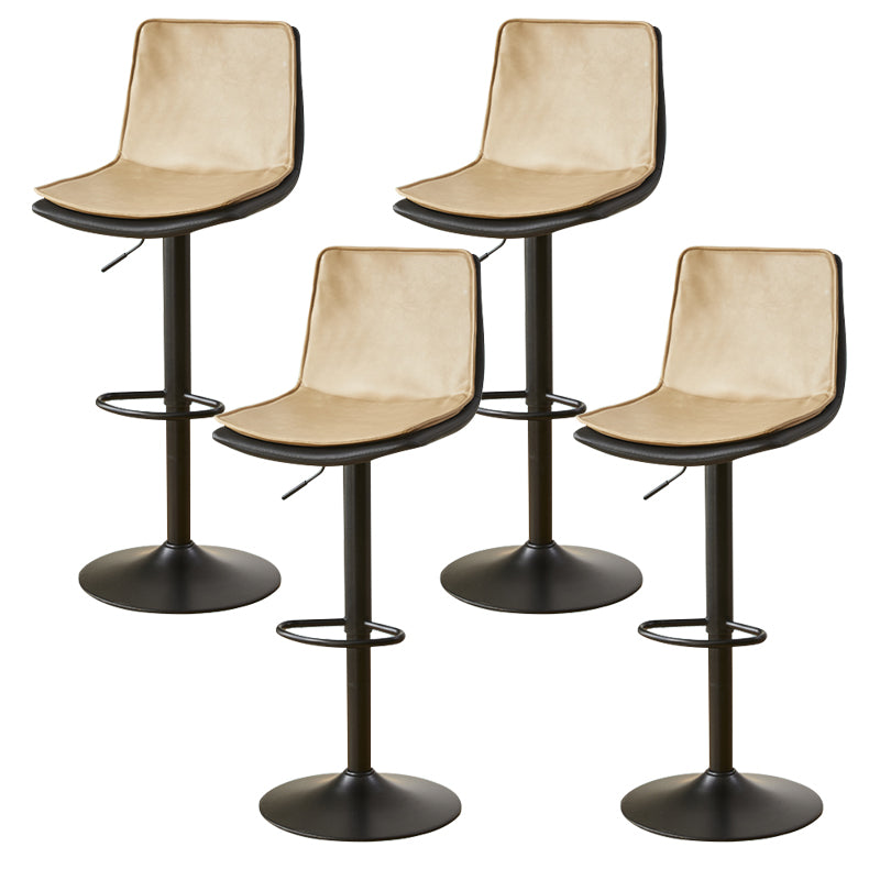 Scandinavian Adjustable Height Swivel Bar Stool Leather Upholstered Bar Stool Beige 4 Piece Set Clearhalo 'Bar Furniture' 'Bar Stools' 'bar_stools' 'furn' 'furn_bar_stools' 'Furniture' 'Kitchen & Dining Furniture' 6095732