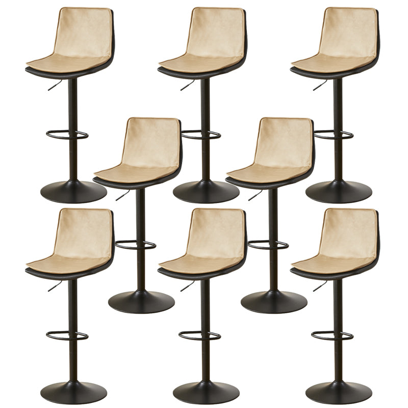 Scandinavian Adjustable Height Swivel Bar Stool Leather Upholstered Bar Stool Beige 8 Piece Set Clearhalo 'Bar Furniture' 'Bar Stools' 'bar_stools' 'furn' 'furn_bar_stools' 'Furniture' 'Kitchen & Dining Furniture' 6095734