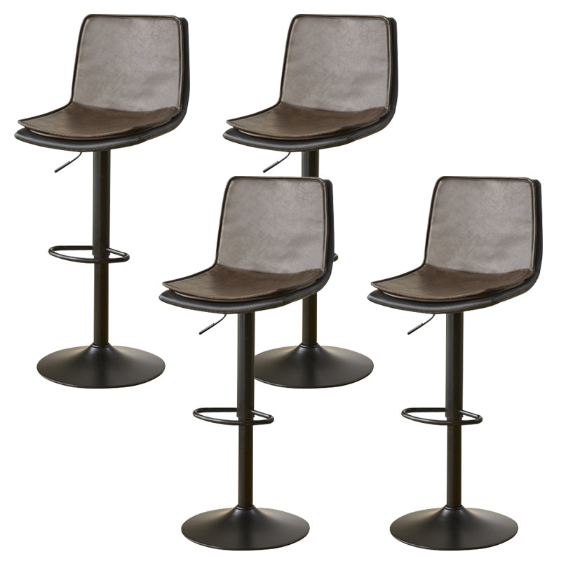 Scandinavian Adjustable Height Swivel Bar Stool Leather Upholstered Bar Stool Brown 4 Piece Set Clearhalo 'Bar Furniture' 'Bar Stools' 'bar_stools' 'furn' 'furn_bar_stools' 'Furniture' 'Kitchen & Dining Furniture' 6095737