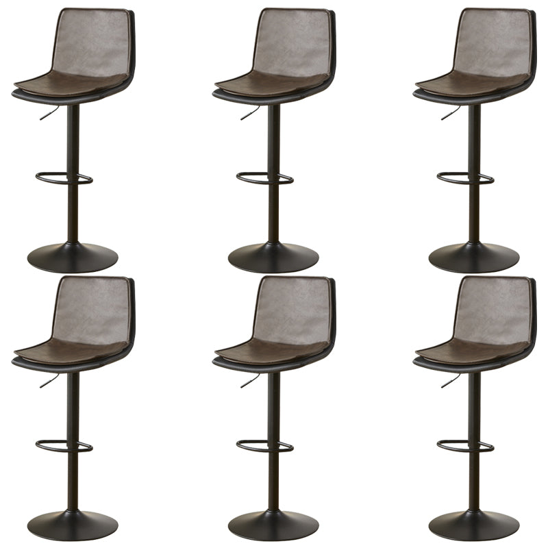 Scandinavian Adjustable Height Swivel Bar Stool Leather Upholstered Bar Stool Brown 6 Piece Set Clearhalo 'Bar Furniture' 'Bar Stools' 'bar_stools' 'furn' 'furn_bar_stools' 'Furniture' 'Kitchen & Dining Furniture' 6095738