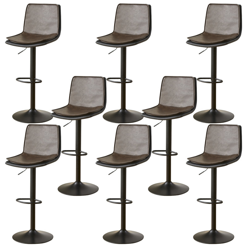 Scandinavian Adjustable Height Swivel Bar Stool Leather Upholstered Bar Stool Brown 8 Piece Set Clearhalo 'Bar Furniture' 'Bar Stools' 'bar_stools' 'furn' 'furn_bar_stools' 'Furniture' 'Kitchen & Dining Furniture' 6095739