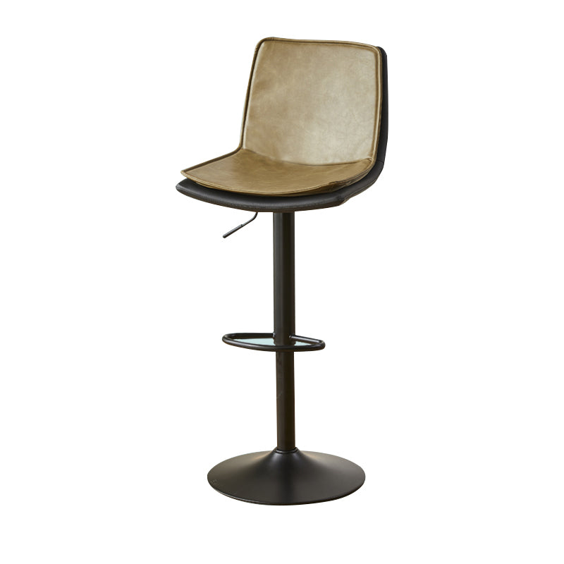Scandinavian Adjustable Height Swivel Bar Stool Leather Upholstered Bar Stool Khaki 1 Piece Clearhalo 'Bar Furniture' 'Bar Stools' 'bar_stools' 'furn' 'furn_bar_stools' 'Furniture' 'Kitchen & Dining Furniture' 6095745