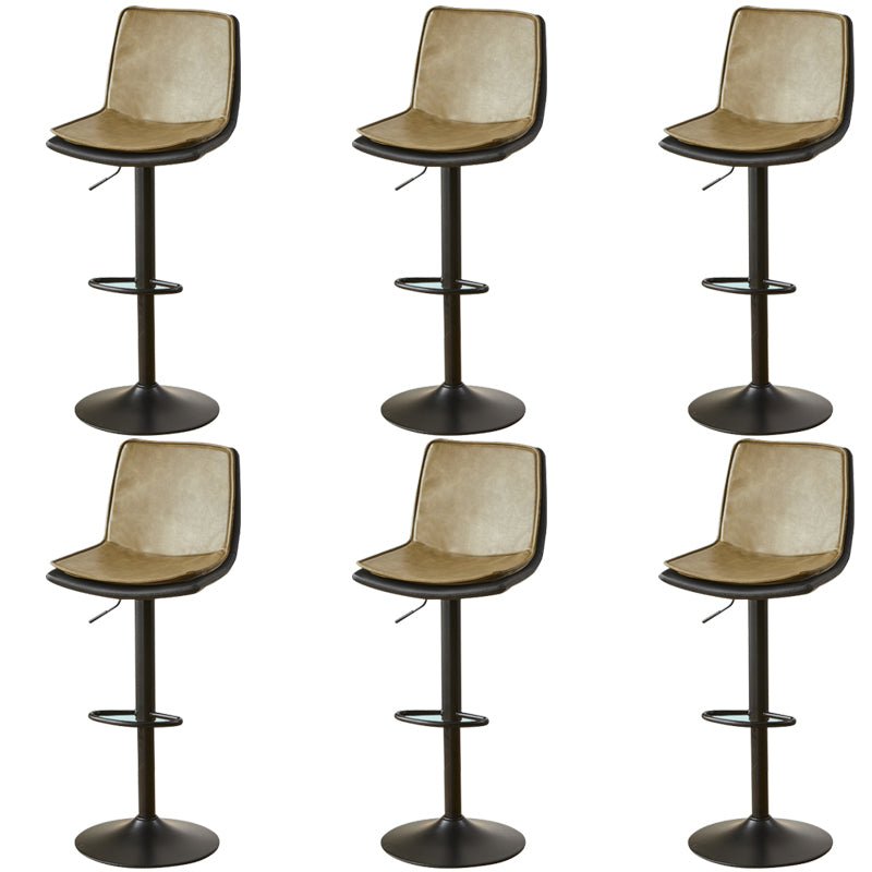 Scandinavian Adjustable Height Swivel Bar Stool Leather Upholstered Bar Stool Khaki 6 Piece Set Clearhalo 'Bar Furniture' 'Bar Stools' 'bar_stools' 'furn' 'furn_bar_stools' 'Furniture' 'Kitchen & Dining Furniture' 6095748