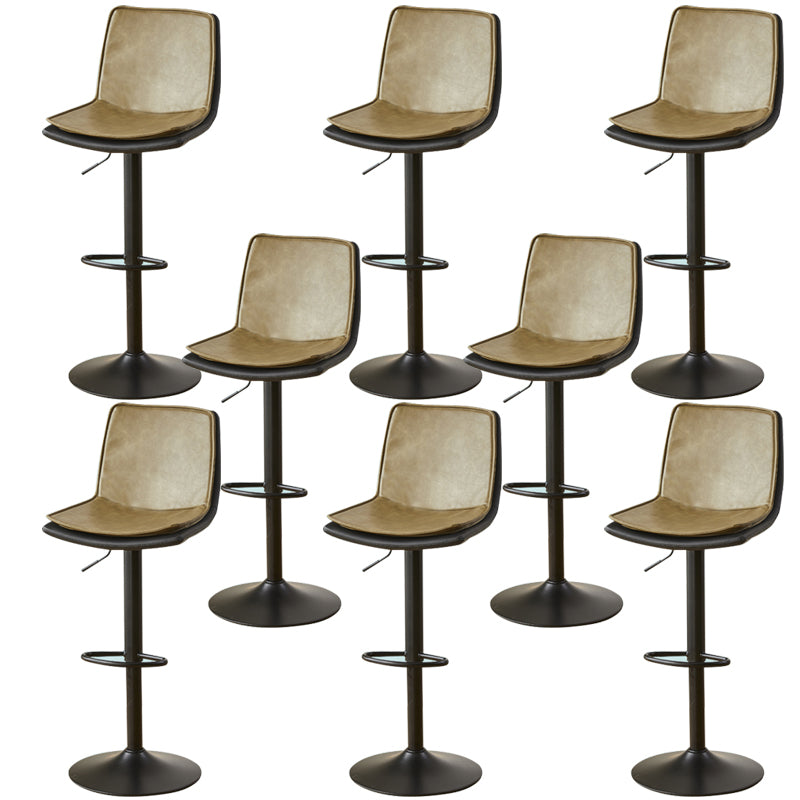 Scandinavian Adjustable Height Swivel Bar Stool Leather Upholstered Bar Stool Khaki 8 Piece Set Clearhalo 'Bar Furniture' 'Bar Stools' 'bar_stools' 'furn' 'furn_bar_stools' 'Furniture' 'Kitchen & Dining Furniture' 6095749