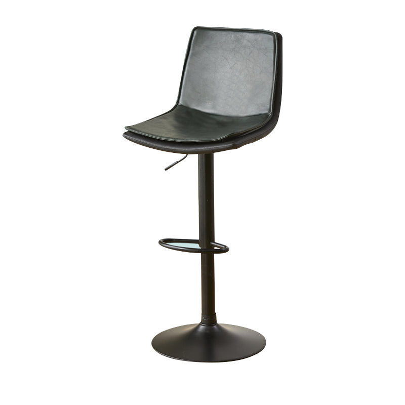 Scandinavian Adjustable Height Swivel Bar Stool Leather Upholstered Bar Stool Blackish Green 1 Piece Clearhalo 'Bar Furniture' 'Bar Stools' 'bar_stools' 'furn' 'furn_bar_stools' 'Furniture' 'Kitchen & Dining Furniture' 6095750