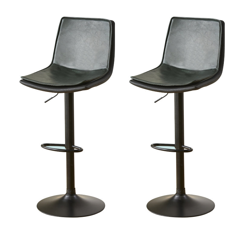 Scandinavian Adjustable Height Swivel Bar Stool Leather Upholstered Bar Stool Blackish Green 2 Piece Set Clearhalo 'Bar Furniture' 'Bar Stools' 'bar_stools' 'furn' 'furn_bar_stools' 'Furniture' 'Kitchen & Dining Furniture' 6095751