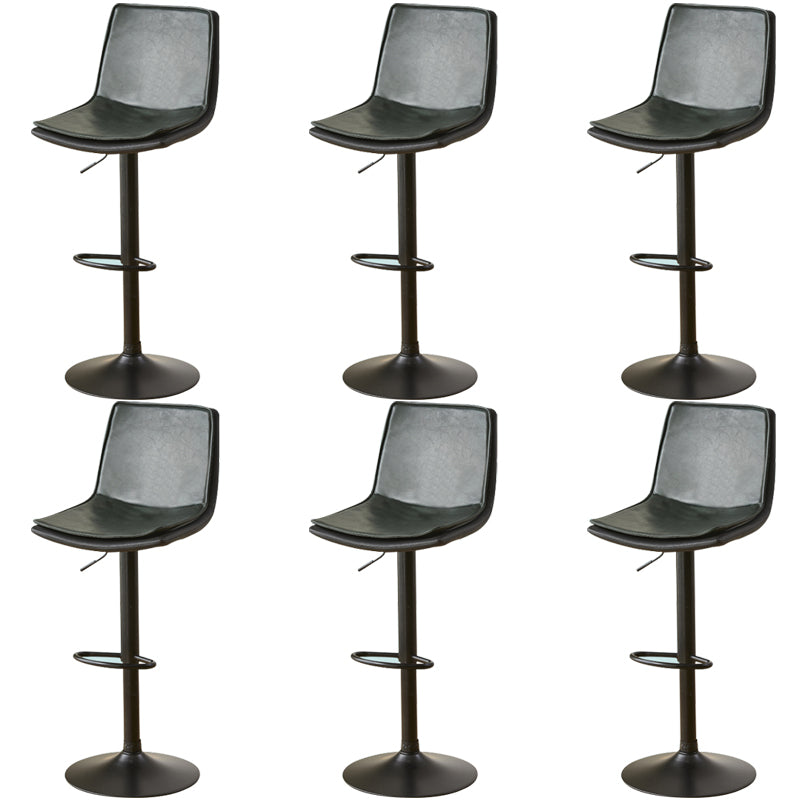 Scandinavian Adjustable Height Swivel Bar Stool Leather Upholstered Bar Stool Blackish Green 6 Piece Set Clearhalo 'Bar Furniture' 'Bar Stools' 'bar_stools' 'furn' 'furn_bar_stools' 'Furniture' 'Kitchen & Dining Furniture' 6095753