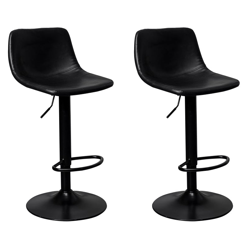 Leather Adjustable Height Stool Scandinavian Stool with Metal Base Black 2 Piece Set Clearhalo 'Bar Furniture' 'Bar Stools' 'bar_stools' 'furn' 'furn_bar_stools' 'Furniture' 'Kitchen & Dining Furniture' 6095758