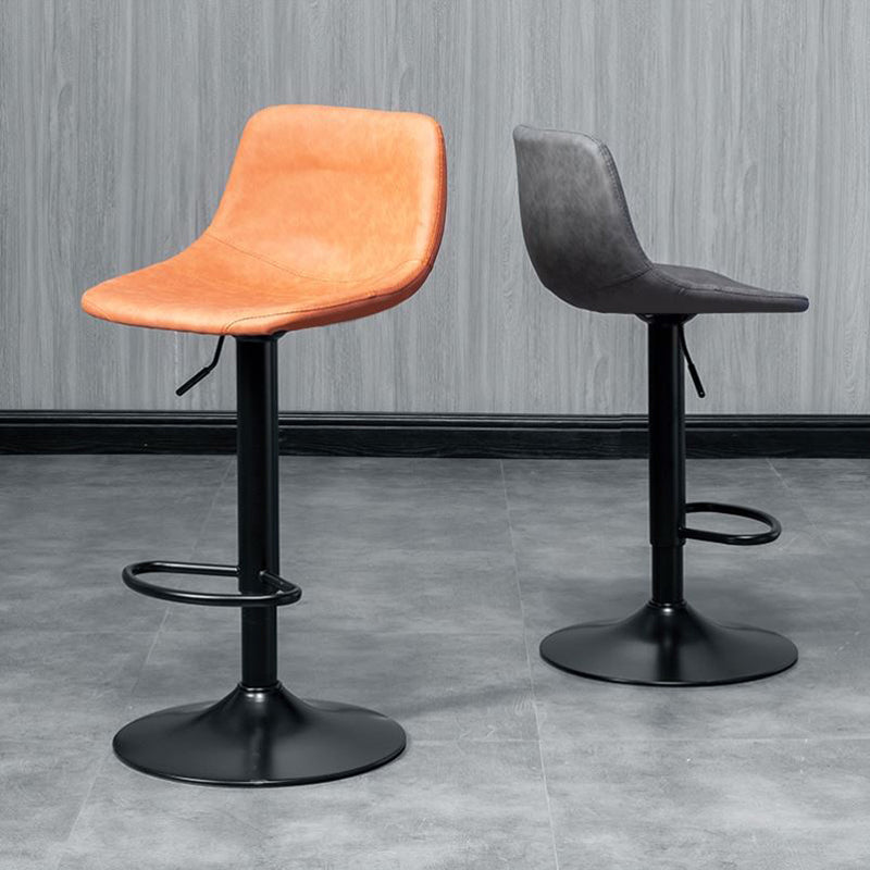 Leather Adjustable Height Stool Scandinavian Stool with Metal Base Clearhalo 'Bar Furniture' 'Bar Stools' 'bar_stools' 'furn' 'furn_bar_stools' 'Furniture' 'Kitchen & Dining Furniture' 6095759