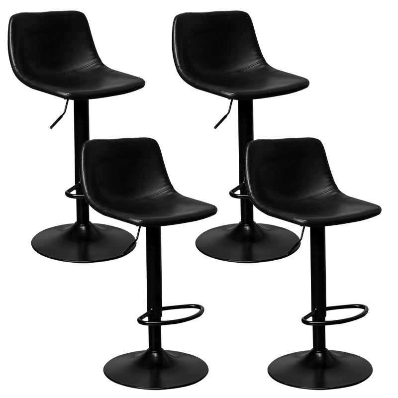 Leather Adjustable Height Stool Scandinavian Stool with Metal Base Black 4 Piece Set Clearhalo 'Bar Furniture' 'Bar Stools' 'bar_stools' 'furn' 'furn_bar_stools' 'Furniture' 'Kitchen & Dining Furniture' 6095760
