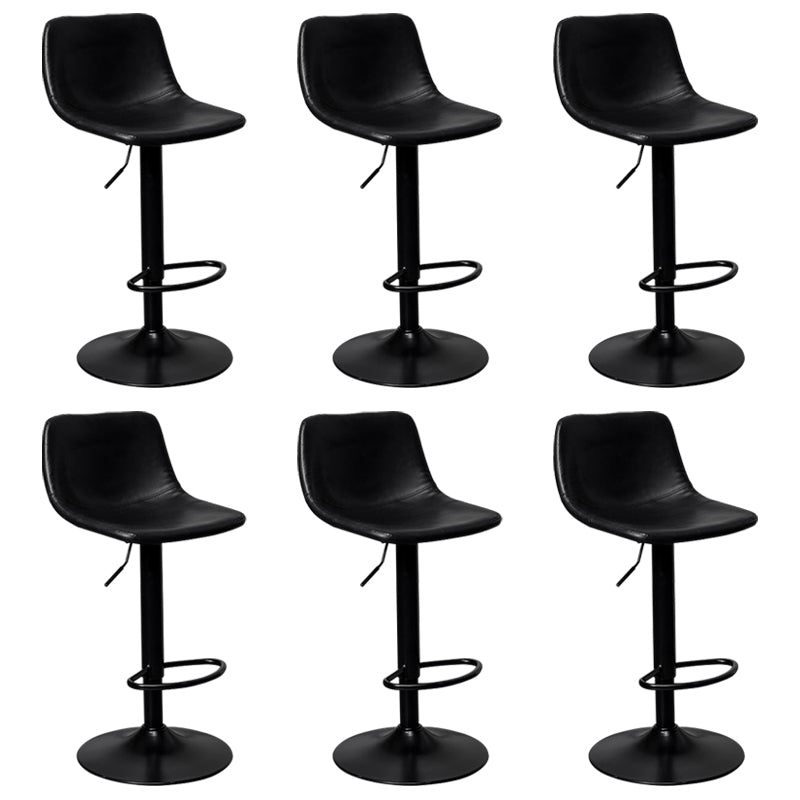 Leather Adjustable Height Stool Scandinavian Stool with Metal Base Black 6 Piece Set Clearhalo 'Bar Furniture' 'Bar Stools' 'bar_stools' 'furn' 'furn_bar_stools' 'Furniture' 'Kitchen & Dining Furniture' 6095763