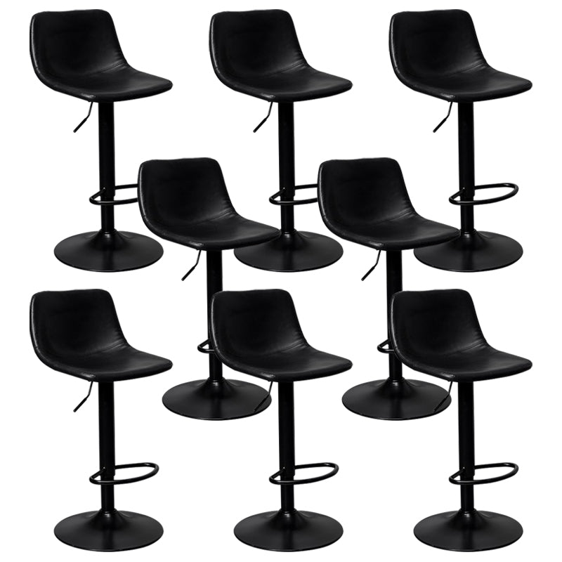 Leather Adjustable Height Stool Scandinavian Stool with Metal Base Black 8 Piece Set Clearhalo 'Bar Furniture' 'Bar Stools' 'bar_stools' 'furn' 'furn_bar_stools' 'Furniture' 'Kitchen & Dining Furniture' 6095765