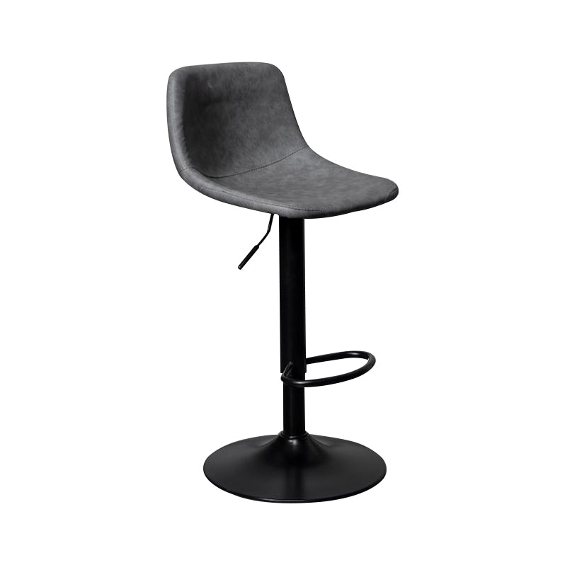 Leather Adjustable Height Stool Scandinavian Stool with Metal Base Grey 1 Piece Clearhalo 'Bar Furniture' 'Bar Stools' 'bar_stools' 'furn' 'furn_bar_stools' 'Furniture' 'Kitchen & Dining Furniture' 6095767