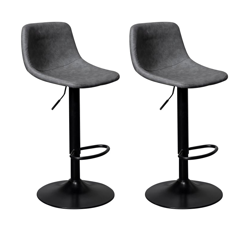 Leather Adjustable Height Stool Scandinavian Stool with Metal Base Grey 2 Piece Set Clearhalo 'Bar Furniture' 'Bar Stools' 'bar_stools' 'furn' 'furn_bar_stools' 'Furniture' 'Kitchen & Dining Furniture' 6095769
