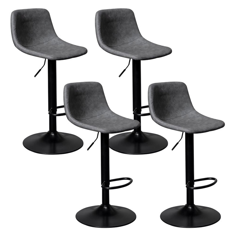 Leather Adjustable Height Stool Scandinavian Stool with Metal Base Grey 4 Piece Set Clearhalo 'Bar Furniture' 'Bar Stools' 'bar_stools' 'furn' 'furn_bar_stools' 'Furniture' 'Kitchen & Dining Furniture' 6095770
