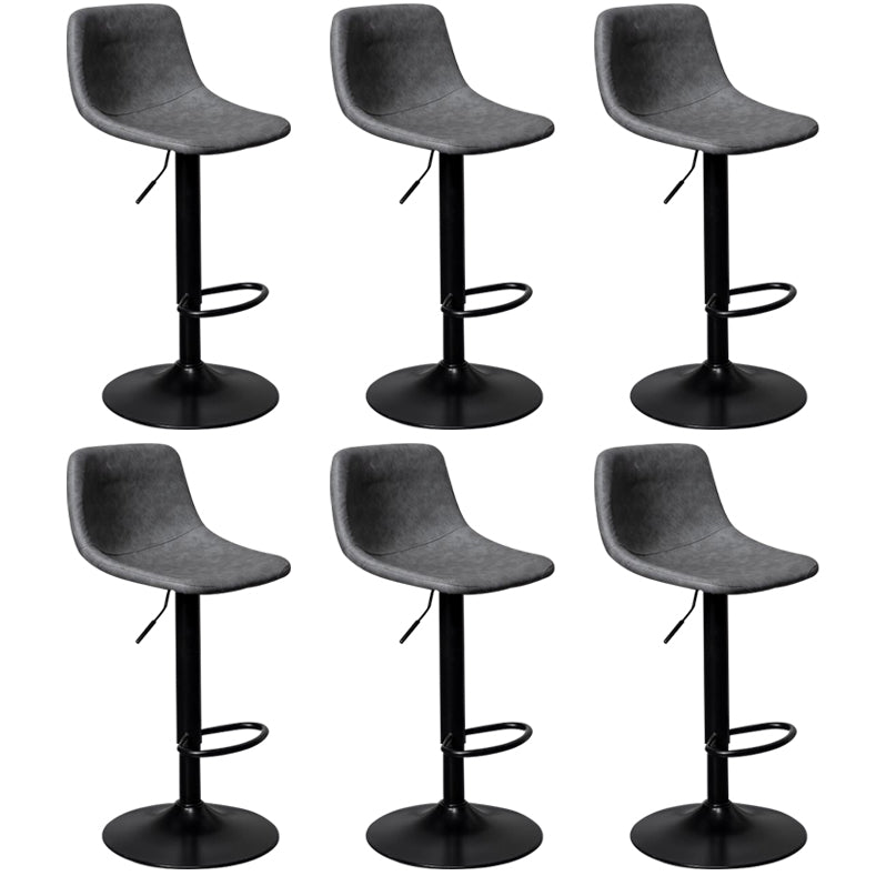Leather Adjustable Height Stool Scandinavian Stool with Metal Base Grey 6 Piece Set Clearhalo 'Bar Furniture' 'Bar Stools' 'bar_stools' 'furn' 'furn_bar_stools' 'Furniture' 'Kitchen & Dining Furniture' 6095771