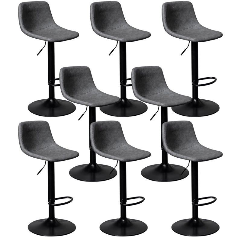 Leather Adjustable Height Stool Scandinavian Stool with Metal Base Grey 8 Piece Set Clearhalo 'Bar Furniture' 'Bar Stools' 'bar_stools' 'furn' 'furn_bar_stools' 'Furniture' 'Kitchen & Dining Furniture' 6095772