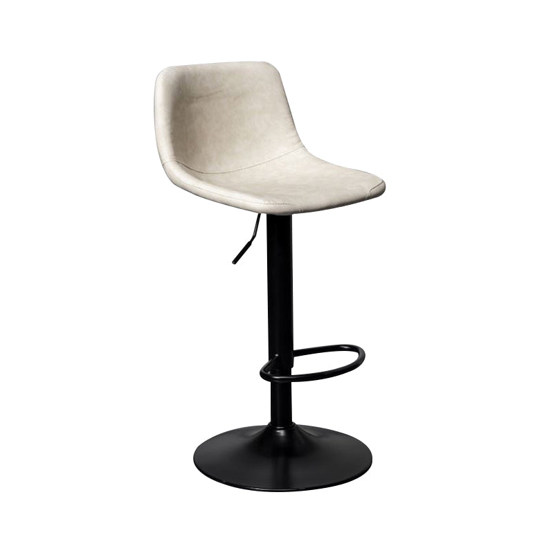 Leather Adjustable Height Stool Scandinavian Stool with Metal Base White 1 Piece Clearhalo 'Bar Furniture' 'Bar Stools' 'bar_stools' 'furn' 'furn_bar_stools' 'Furniture' 'Kitchen & Dining Furniture' 6095773