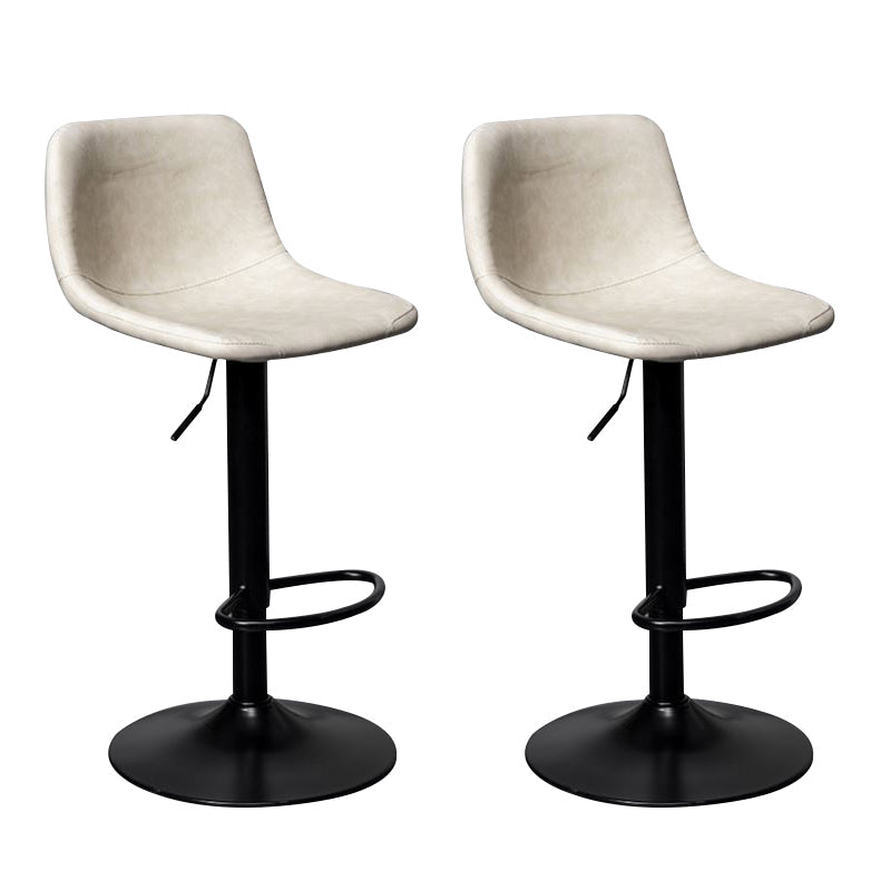 Leather Adjustable Height Stool Scandinavian Stool with Metal Base White 2 Piece Set Clearhalo 'Bar Furniture' 'Bar Stools' 'bar_stools' 'furn' 'furn_bar_stools' 'Furniture' 'Kitchen & Dining Furniture' 6095774