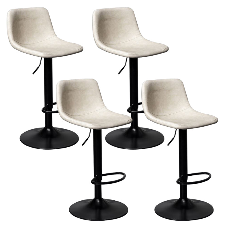 Leather Adjustable Height Stool Scandinavian Stool with Metal Base White 4 Piece Set Clearhalo 'Bar Furniture' 'Bar Stools' 'bar_stools' 'furn' 'furn_bar_stools' 'Furniture' 'Kitchen & Dining Furniture' 6095775