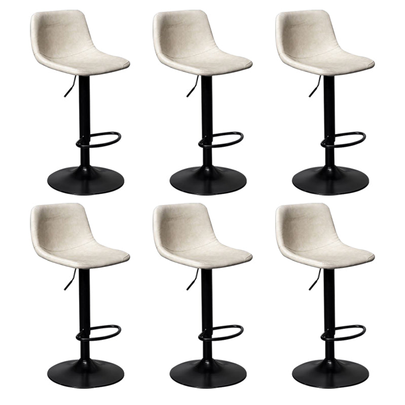 Leather Adjustable Height Stool Scandinavian Stool with Metal Base White 6 Piece Set Clearhalo 'Bar Furniture' 'Bar Stools' 'bar_stools' 'furn' 'furn_bar_stools' 'Furniture' 'Kitchen & Dining Furniture' 6095776