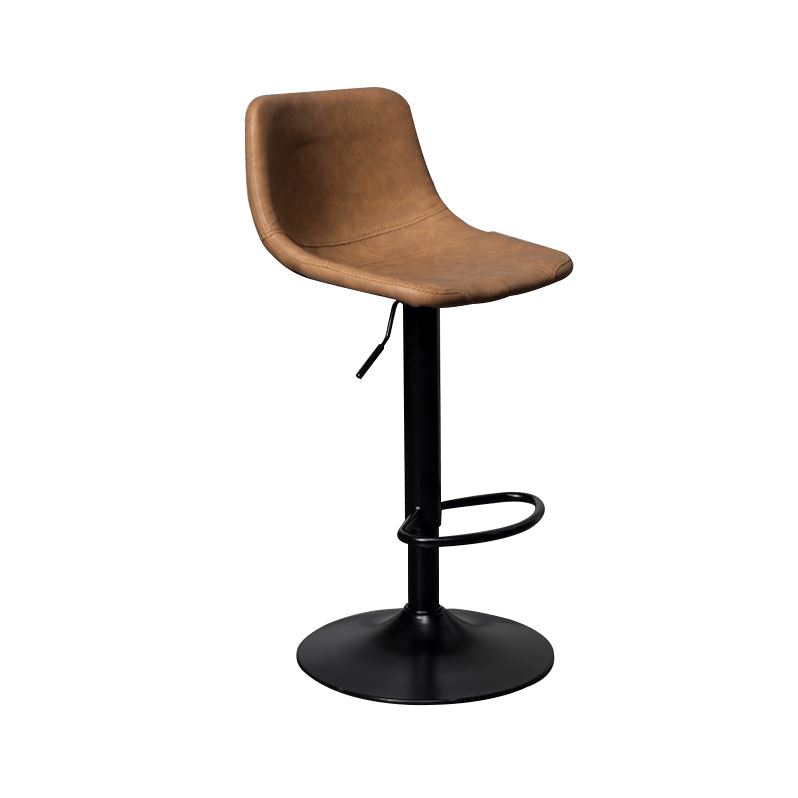Leather Adjustable Height Stool Scandinavian Stool with Metal Base Brown 1 Piece Clearhalo 'Bar Furniture' 'Bar Stools' 'bar_stools' 'furn' 'furn_bar_stools' 'Furniture' 'Kitchen & Dining Furniture' 6095778
