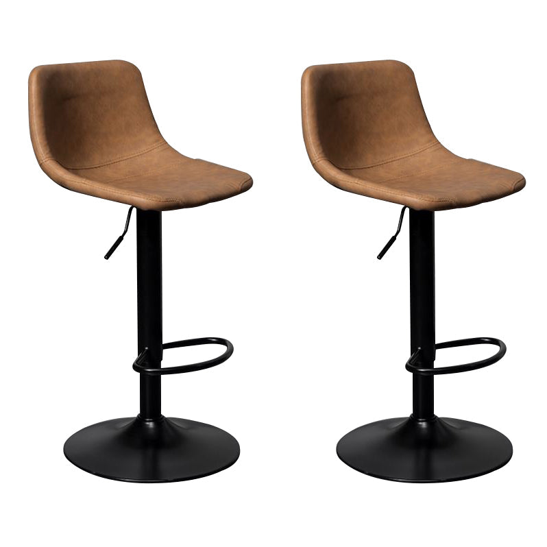 Leather Adjustable Height Stool Scandinavian Stool with Metal Base Brown 2 Piece Set Clearhalo 'Bar Furniture' 'Bar Stools' 'bar_stools' 'furn' 'furn_bar_stools' 'Furniture' 'Kitchen & Dining Furniture' 6095779