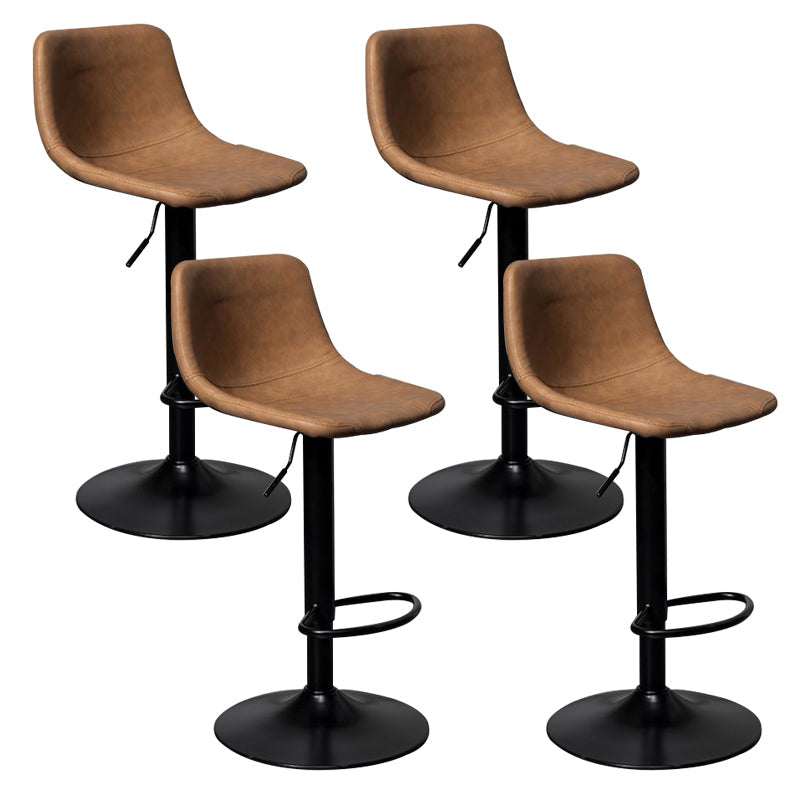 Leather Adjustable Height Stool Scandinavian Stool with Metal Base Brown 4 Piece Set Clearhalo 'Bar Furniture' 'Bar Stools' 'bar_stools' 'furn' 'furn_bar_stools' 'Furniture' 'Kitchen & Dining Furniture' 6095780