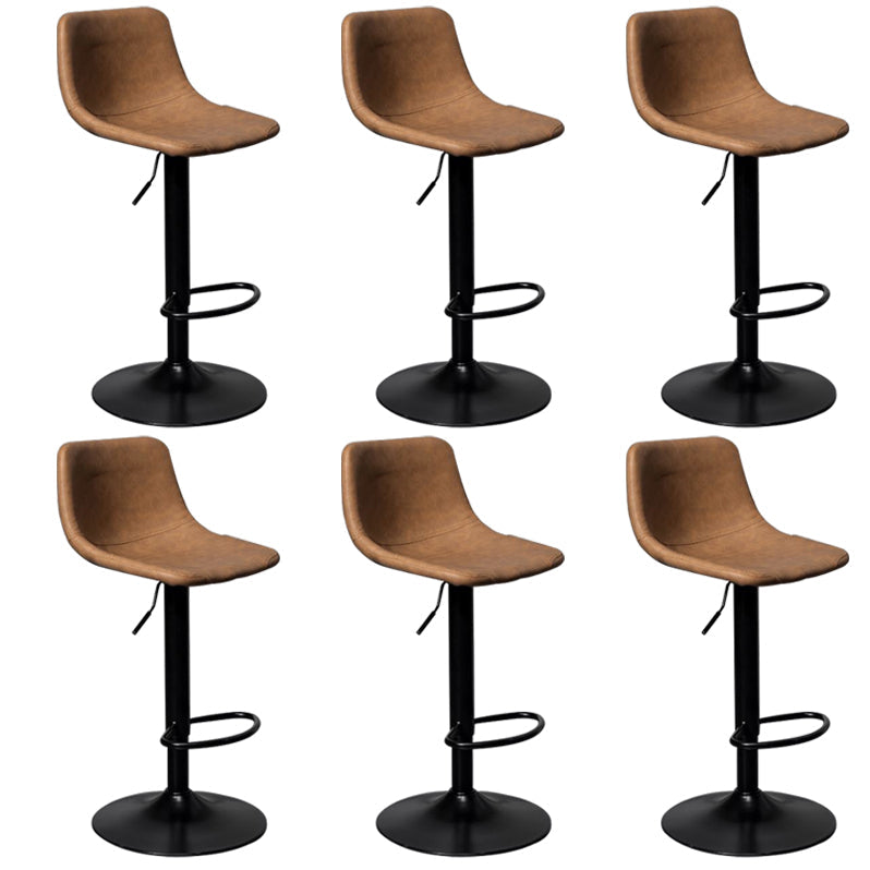 Leather Adjustable Height Stool Scandinavian Stool with Metal Base Brown 6 Piece Set Clearhalo 'Bar Furniture' 'Bar Stools' 'bar_stools' 'furn' 'furn_bar_stools' 'Furniture' 'Kitchen & Dining Furniture' 6095781