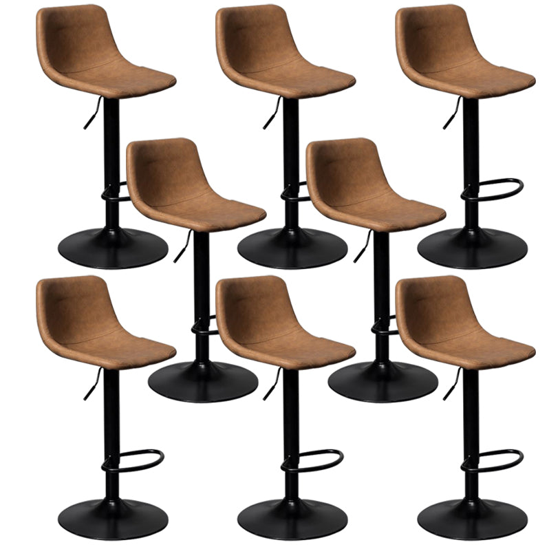 Leather Adjustable Height Stool Scandinavian Stool with Metal Base Brown 8 Piece Set Clearhalo 'Bar Furniture' 'Bar Stools' 'bar_stools' 'furn' 'furn_bar_stools' 'Furniture' 'Kitchen & Dining Furniture' 6095782