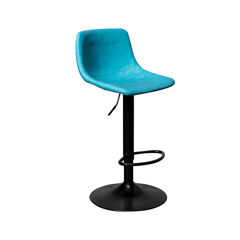 Leather Adjustable Height Stool Scandinavian Stool with Metal Base Blue 1 Piece Clearhalo 'Bar Furniture' 'Bar Stools' 'bar_stools' 'furn' 'furn_bar_stools' 'Furniture' 'Kitchen & Dining Furniture' 6095783