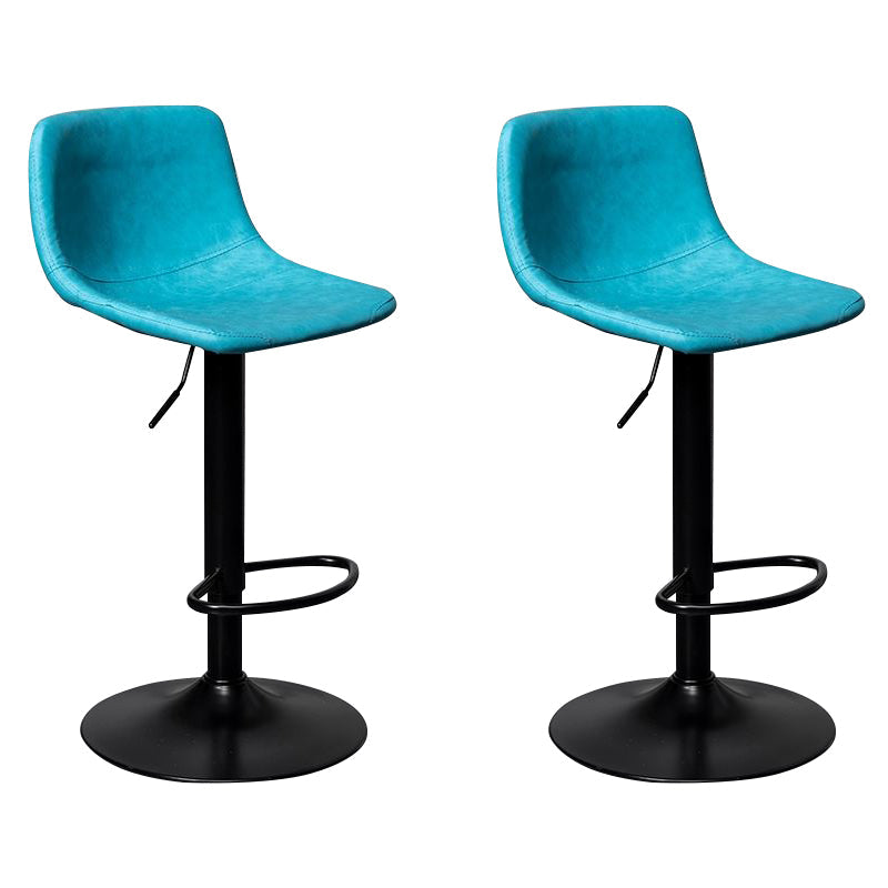 Leather Adjustable Height Stool Scandinavian Stool with Metal Base Blue 2 Piece Set Clearhalo 'Bar Furniture' 'Bar Stools' 'bar_stools' 'furn' 'furn_bar_stools' 'Furniture' 'Kitchen & Dining Furniture' 6095784
