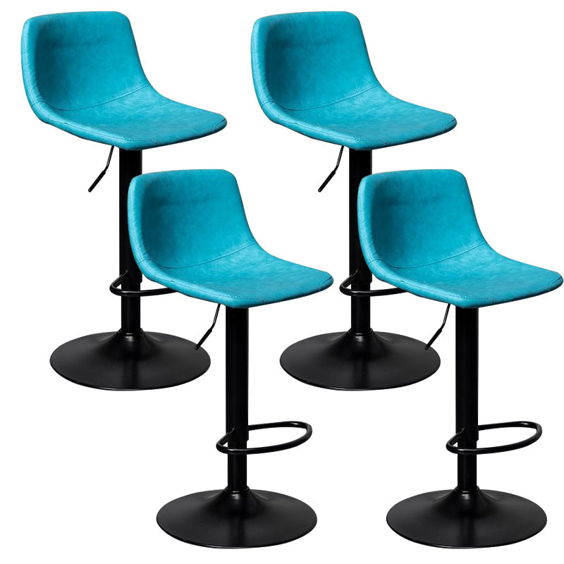 Leather Adjustable Height Stool Scandinavian Stool with Metal Base Blue 4 Piece Set Clearhalo 'Bar Furniture' 'Bar Stools' 'bar_stools' 'furn' 'furn_bar_stools' 'Furniture' 'Kitchen & Dining Furniture' 6095785