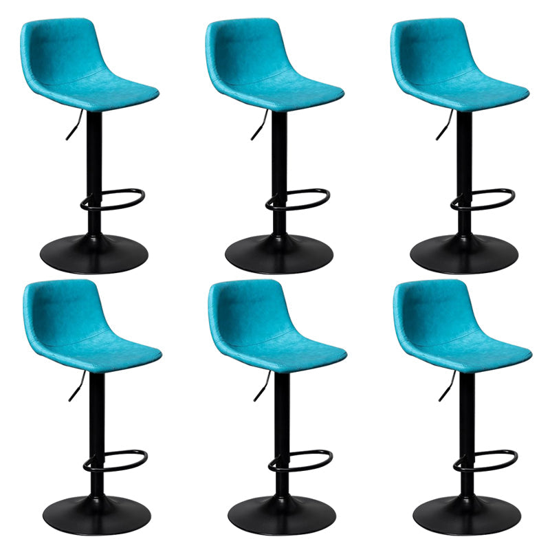 Leather Adjustable Height Stool Scandinavian Stool with Metal Base Blue 6 Piece Set Clearhalo 'Bar Furniture' 'Bar Stools' 'bar_stools' 'furn' 'furn_bar_stools' 'Furniture' 'Kitchen & Dining Furniture' 6095786