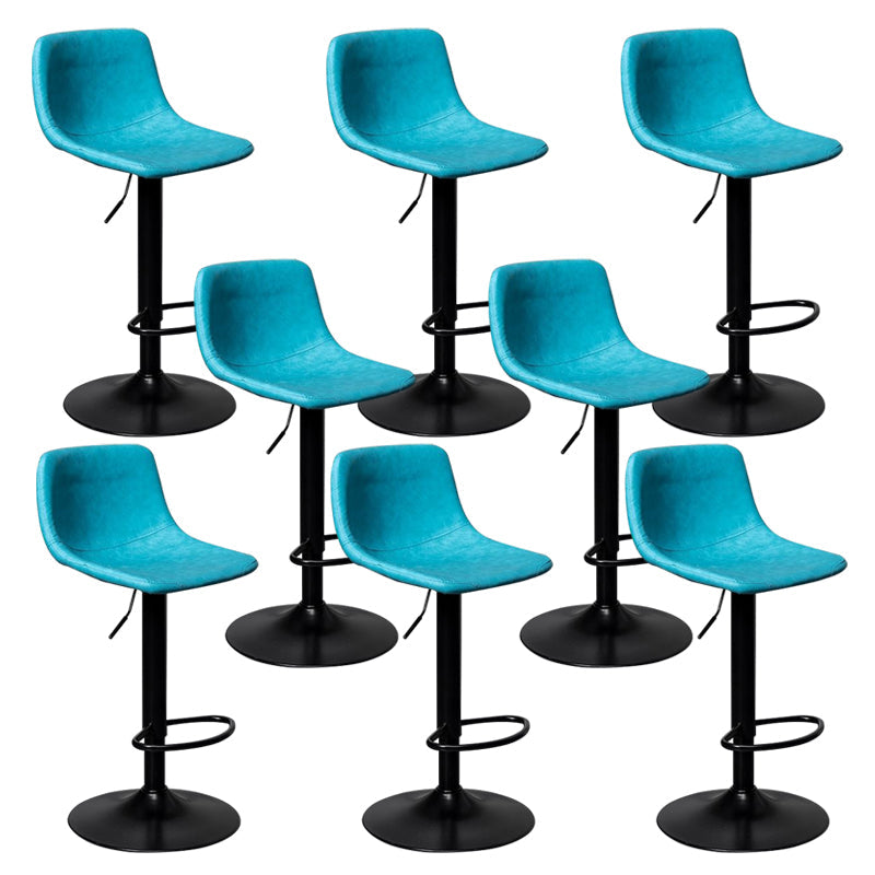 Leather Adjustable Height Stool Scandinavian Stool with Metal Base Blue 8 Piece Set Clearhalo 'Bar Furniture' 'Bar Stools' 'bar_stools' 'furn' 'furn_bar_stools' 'Furniture' 'Kitchen & Dining Furniture' 6095787