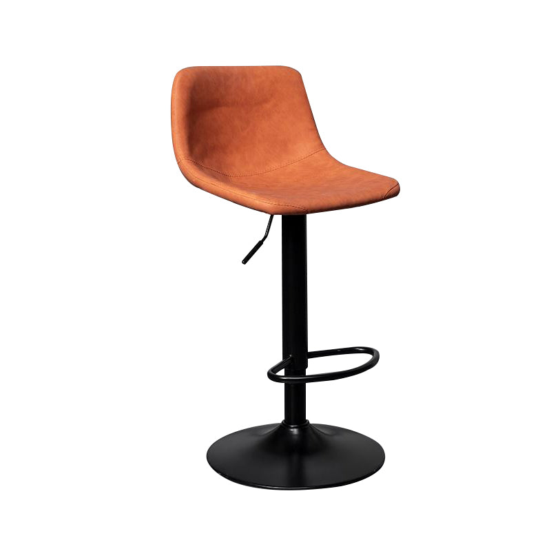 Leather Adjustable Height Stool Scandinavian Stool with Metal Base Orange 1 Piece Clearhalo 'Bar Furniture' 'Bar Stools' 'bar_stools' 'furn' 'furn_bar_stools' 'Furniture' 'Kitchen & Dining Furniture' 6095788