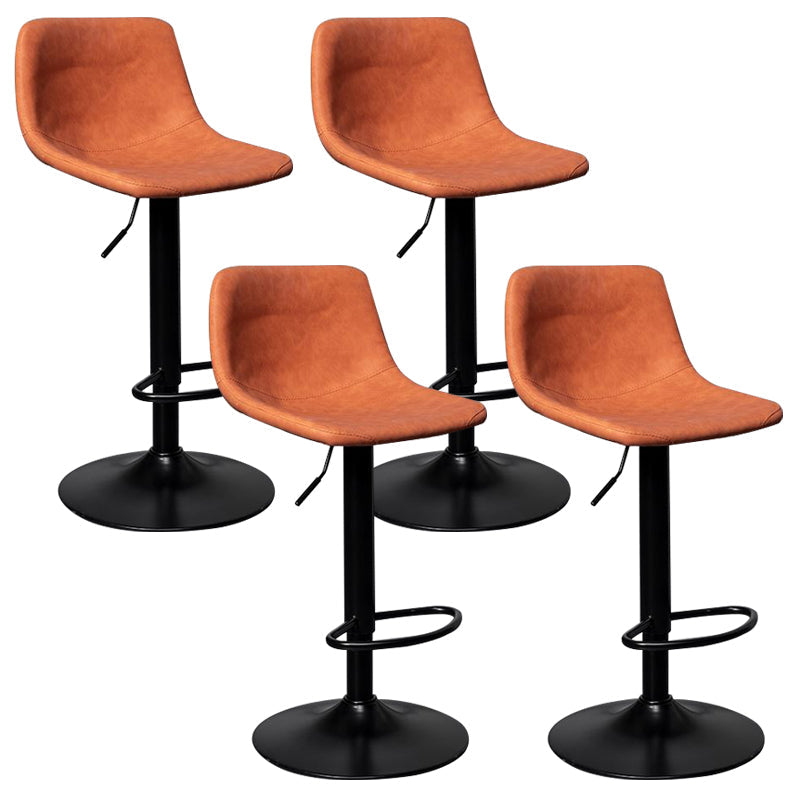 Leather Adjustable Height Stool Scandinavian Stool with Metal Base Orange 4 Piece Set Clearhalo 'Bar Furniture' 'Bar Stools' 'bar_stools' 'furn' 'furn_bar_stools' 'Furniture' 'Kitchen & Dining Furniture' 6095790