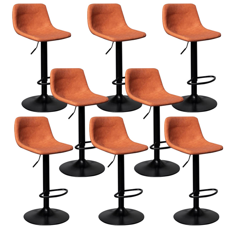 Leather Adjustable Height Stool Scandinavian Stool with Metal Base Orange 8 Piece Set Clearhalo 'Bar Furniture' 'Bar Stools' 'bar_stools' 'furn' 'furn_bar_stools' 'Furniture' 'Kitchen & Dining Furniture' 6095792