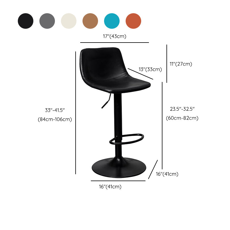 Leather Adjustable Height Stool Scandinavian Stool with Metal Base Clearhalo 'Bar Furniture' 'Bar Stools' 'bar_stools' 'furn' 'furn_bar_stools' 'Furniture' 'Kitchen & Dining Furniture' 6095793