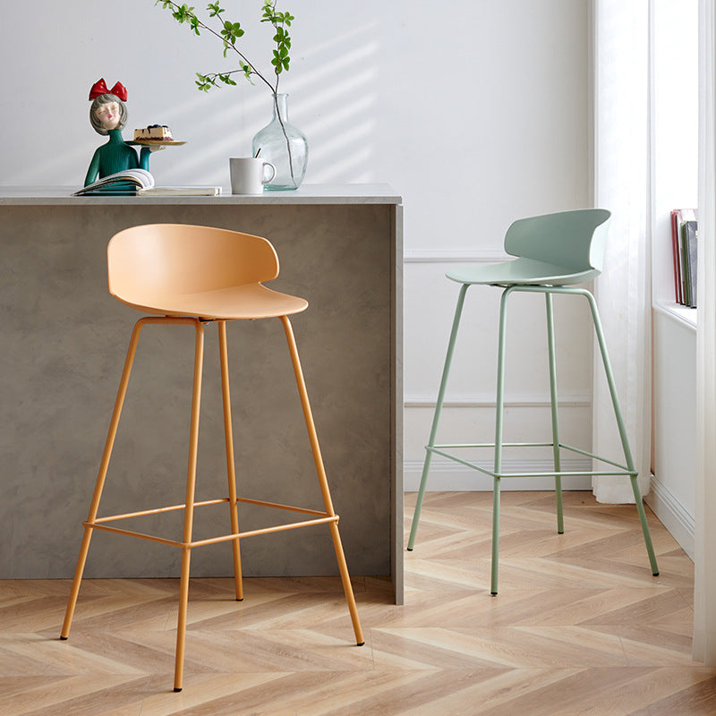 Nordic Style Metal Bar-stool Plastic Counter Bar Stool for Indoor Use Clearhalo 'Bar Furniture' 'Bar Stools' 'bar_stools' 'furn' 'furn_bar_stools' 'Furniture' 'Kitchen & Dining Furniture' 6095794