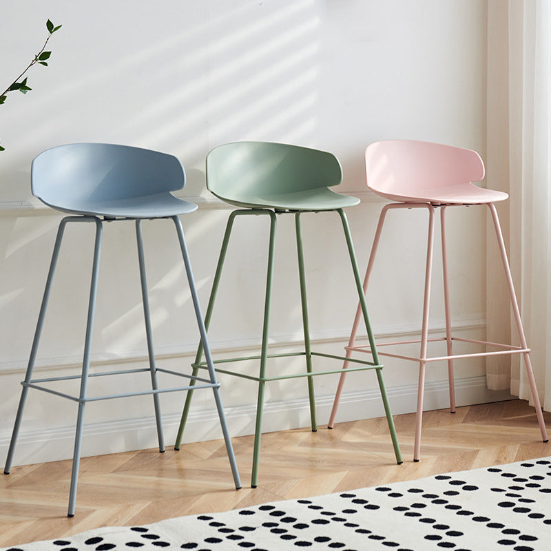 Nordic Style Metal Bar-stool Plastic Counter Bar Stool for Indoor Use Clearhalo 'Bar Furniture' 'Bar Stools' 'bar_stools' 'furn' 'furn_bar_stools' 'Furniture' 'Kitchen & Dining Furniture' 6095796