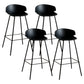 Nordic Style Metal Bar-stool Plastic Counter Bar Stool for Indoor Use Black 4 Piece Set Clearhalo 'Bar Furniture' 'Bar Stools' 'bar_stools' 'furn' 'furn_bar_stools' 'Furniture' 'Kitchen & Dining Furniture' 6095797