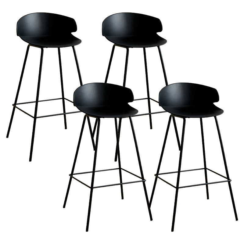 Nordic Style Metal Bar-stool Plastic Counter Bar Stool for Indoor Use Black 4 Piece Set Clearhalo 'Bar Furniture' 'Bar Stools' 'bar_stools' 'furn' 'furn_bar_stools' 'Furniture' 'Kitchen & Dining Furniture' 6095797