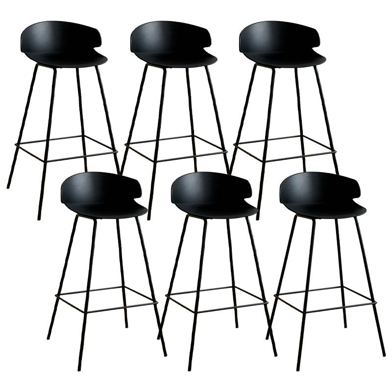 Nordic Style Metal Bar-stool Plastic Counter Bar Stool for Indoor Use Black 6 Piece Set Clearhalo 'Bar Furniture' 'Bar Stools' 'bar_stools' 'furn' 'furn_bar_stools' 'Furniture' 'Kitchen & Dining Furniture' 6095799