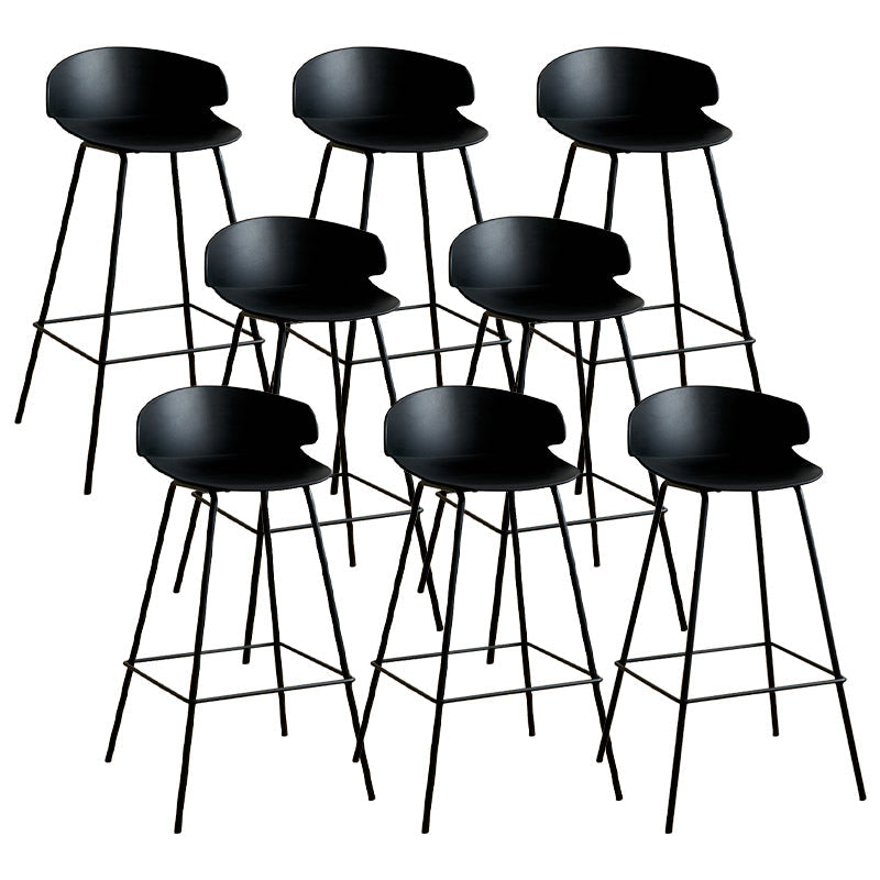 Nordic Style Metal Bar-stool Plastic Counter Bar Stool for Indoor Use Black 8 Piece Set Clearhalo 'Bar Furniture' 'Bar Stools' 'bar_stools' 'furn' 'furn_bar_stools' 'Furniture' 'Kitchen & Dining Furniture' 6095801