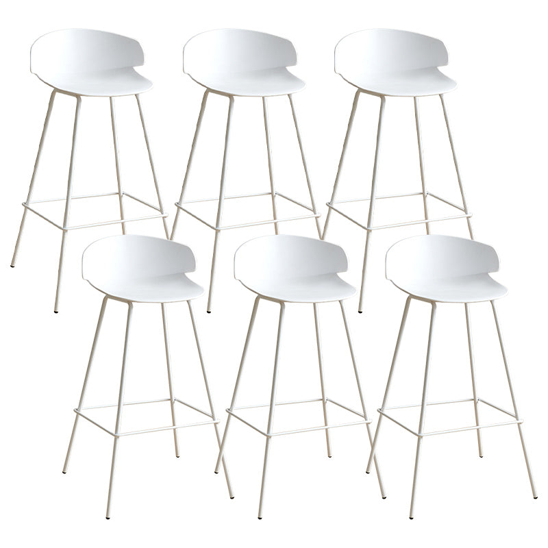 Nordic Style Metal Bar-stool Plastic Counter Bar Stool for Indoor Use White 6 Piece Set Clearhalo 'Bar Furniture' 'Bar Stools' 'bar_stools' 'furn' 'furn_bar_stools' 'Furniture' 'Kitchen & Dining Furniture' 6095809