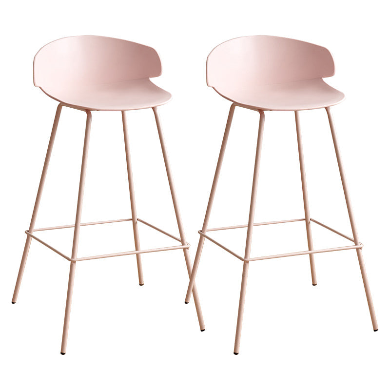 Nordic Style Metal Bar-stool Plastic Counter Bar Stool for Indoor Use Pink 2 Piece Set Clearhalo 'Bar Furniture' 'Bar Stools' 'bar_stools' 'furn' 'furn_bar_stools' 'Furniture' 'Kitchen & Dining Furniture' 6095814