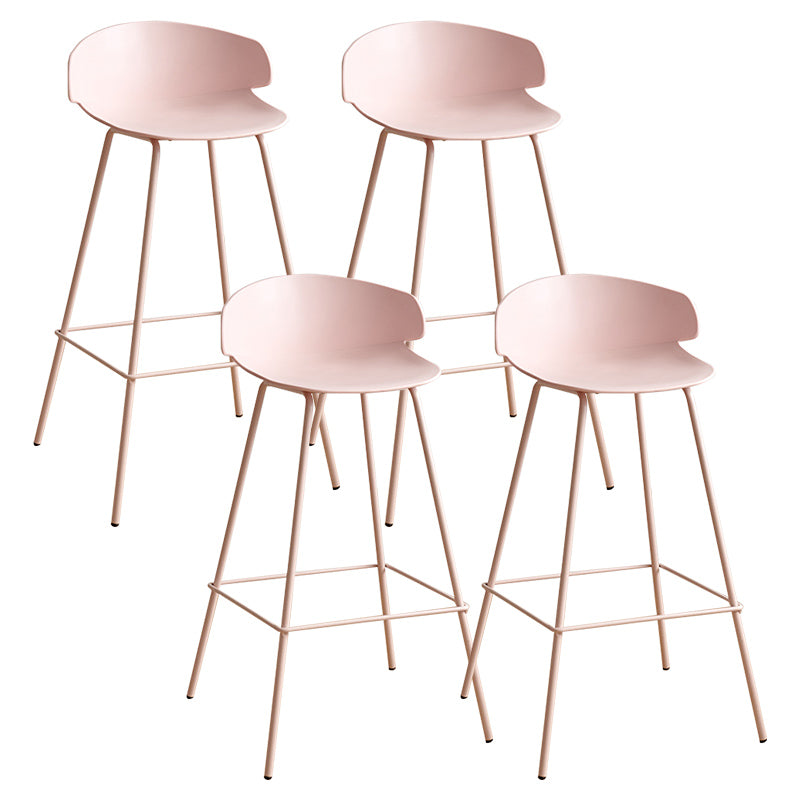 Nordic Style Metal Bar-stool Plastic Counter Bar Stool for Indoor Use Pink 4 Piece Set Clearhalo 'Bar Furniture' 'Bar Stools' 'bar_stools' 'furn' 'furn_bar_stools' 'Furniture' 'Kitchen & Dining Furniture' 6095815